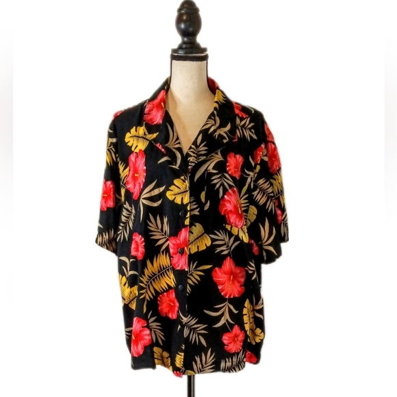 Vintage :: Classic Elements Hawaiian Tropical Button Up Shirt Short Sleeve - Picture 4 of 7